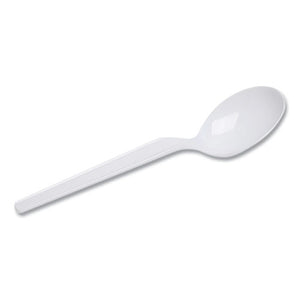 Individually Wrapped Mediumweight Polystyrene Cutlery, Soup Spoon, White, 1,000-carton