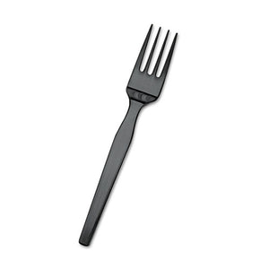 Smartstock Plastic Cutlery Refill, Forks, 6.5", Series-o Mediumweight, Black, 40-pack, 24 Packs-carton