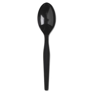 Smartstock Plastic Cutlery Refill, Spoons, 6", Series-o Mediumweight, Black, 40-pack, 24 Packs-carton