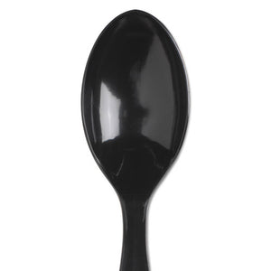 Smartstock Plastic Cutlery Refill, Spoons, 6", Series-o Mediumweight, Black, 40-pack, 24 Packs-carton