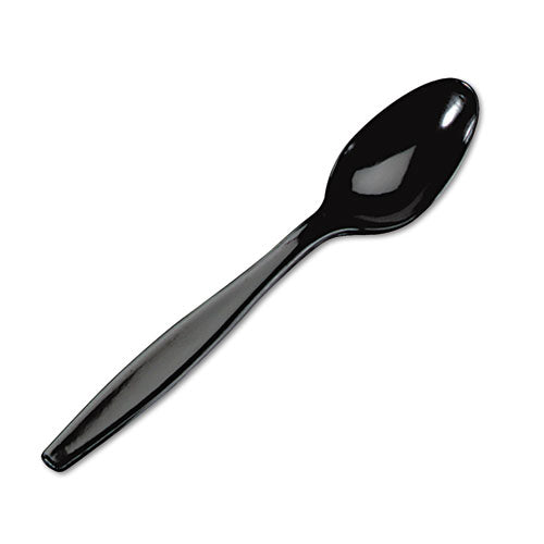 ESDXETH517 - Plastic Cutlery, Heavyweight Teaspoons, Black, 1000-carton