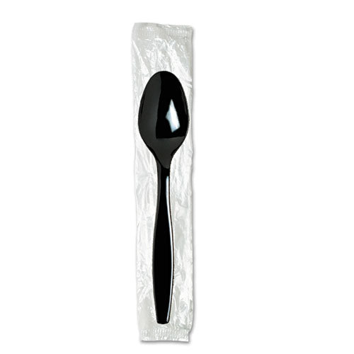 ESDXETH53C7 - Individually Wrapped Teaspoons, Plastic, Black 1000-carton