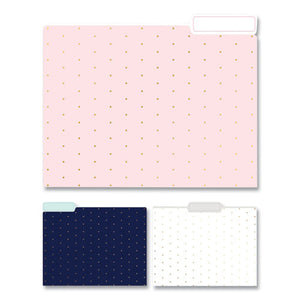 Fashion File Folders, 1-3-cut Tabs, Letter Size, Pindot Assortment, 9-pack