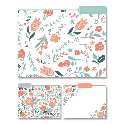 Fashion File Folders, 1-3-cut Tabs, Letter Size, Modern Floral Assortment, 9-pack