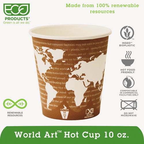 ESECOEPBHC10WAPK - World Art Renewable & Compostable Hot Cups Convenience Pack - 10 Oz., 50-pk