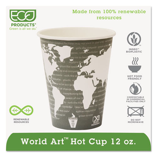 ESECOEPBHC12WA - World Art Renewable Compostable Hot Cups, 12 Oz., 50-pk, 20 Pk-ct
