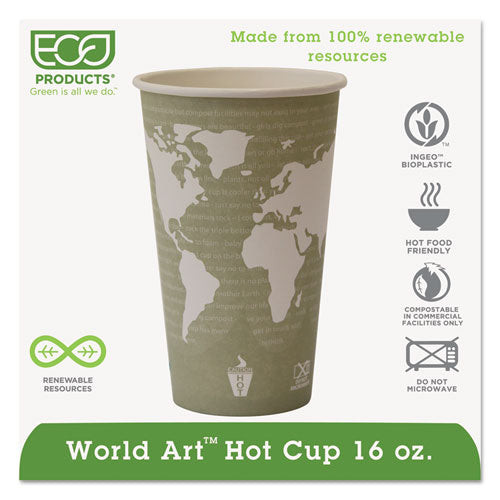 ESECOEPBHC16WA - World Art Renewable Compostable Hot Cups, 16 Oz., 50-pk, 20 Pk-ct