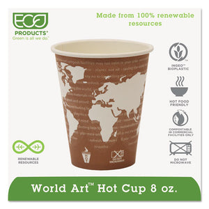 ESECOEPBHC8WA - World Art Renewable Compostable Hot Cups, 8 Oz., 50-pk, 20 Pk-ct