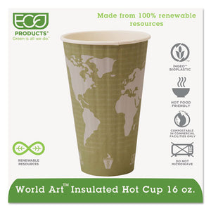 ESECOEPBNHC16WD - World Art Renewable & Compostable Insulated Hot Cups - 16oz., 40-pk, 15 Pk-ct