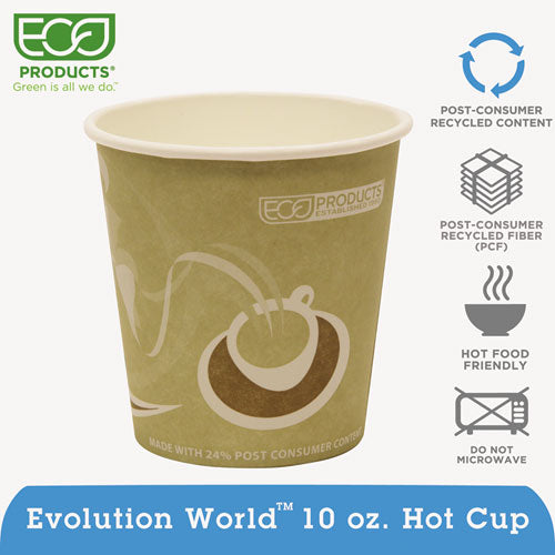 ESECOEPBRHC10EWPK - Evolution World 24% Recycled Content Hot Cups Convenience Pack - 10oz., 50-pk