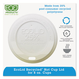 ESECOEPHL8WR - Ecolid 25% Recy Content Hot Cup Lid, White, Fits 8oz Hot Cups, 100-pk, 10 Pk-ct