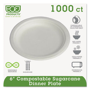 ESECOEPP016PKCT - Renewable & Compostable Sugarcane Plates Convenience Pack, 6", 50-pk, 20 Pk-ct
