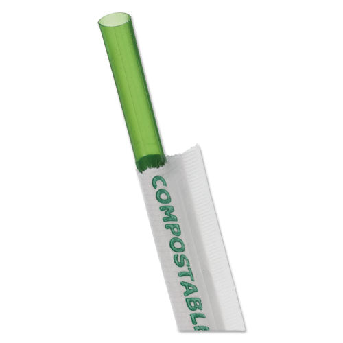 ESECOEPST772 - WRAPPED STRAW, 7.75", GREEN, 9600-CARTON