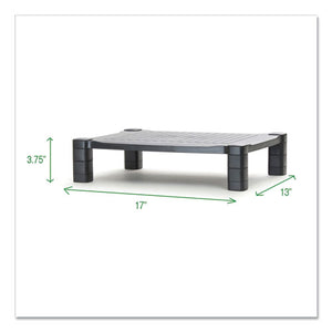 Adjustable Rectangular Monitor Stand, 17" X 13" X 3.75" To 5.75", Black, Supports 22 Lbs