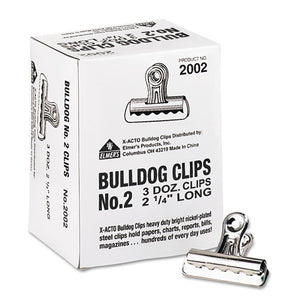 ESEPI2002LMR - Bulldog Clips, Steel, 1-2" Capacity, 2-1-4"w, Nickel-Plated, 36-box