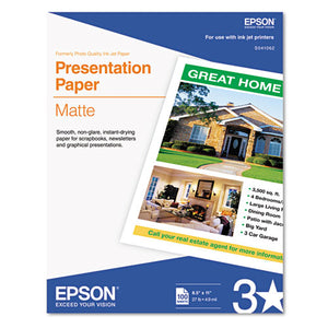 ESEPSS041062 - Matte Presentation Paper, 27 Lbs., Matte, 8-1-2 X 11, 100 Sheets-pack
