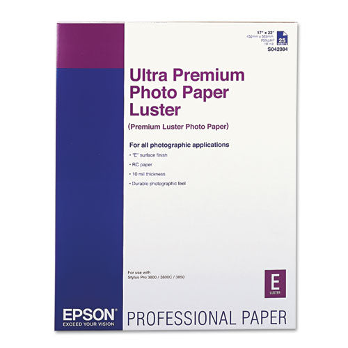 ESEPSS042084 - Ultra Premium Photo Paper, Luster, 17 X 22, 25 Sheets-pack