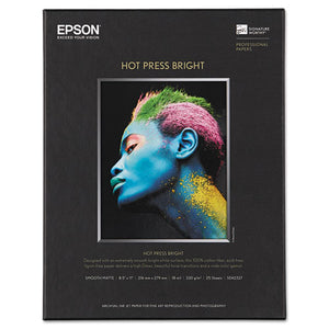 ESEPSS042327 - Hot Press Bright Fine Art Paper, 8-1-2 X 11, Bright White, 25 Sheets