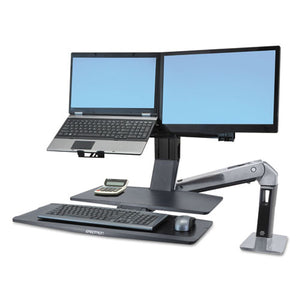 ESERG24316026 - Workfit-A Sit-Stand Workstation W-worksurface+,dual Lcd Monitors, Aluminum-black