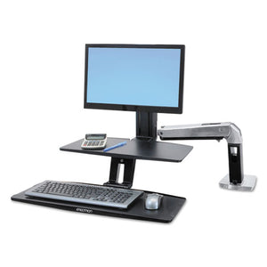 ESERG24390026 - Workfit-A Sit-Stand Workstation W-suspended Keyboard, Single Ld, Aluminum-black