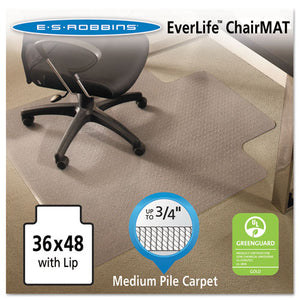 ESESR122073 - Everlife Chair Mats For Medium Pile Carpet With Lip, 36 X 48, Clear