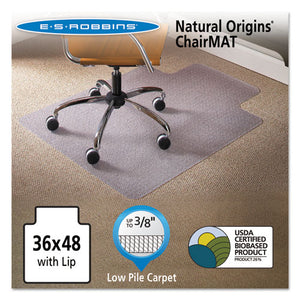 ESESR141032 - Natural Origins Chair Mat With Lip For Carpet, 36 X 48, Clear