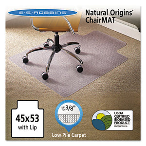ESESR141042 - Natural Origins Chair Mat With Lip For Carpet, 45 X 53, Clear