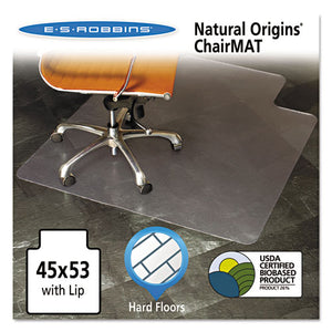 ESESR143012 - Natural Origins Chair Mat With Lip For Hard Floors, 45 X 53, Clear