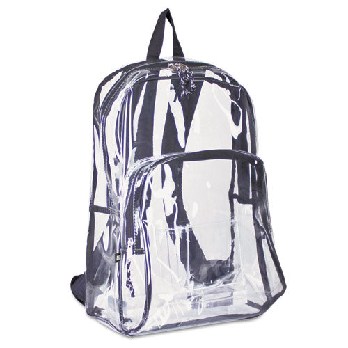 ESEST193971BJBLK - Backpack, Pvc Plastic, 12 1-2 X 5 1-2 X 17 1-2, Clear-black