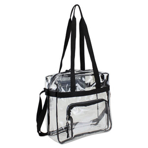 ESEST498000BJBLK - CLEAR STADIUM APPROVED TOTE, 12 X 5 X 12, BLACK-CLEAR
