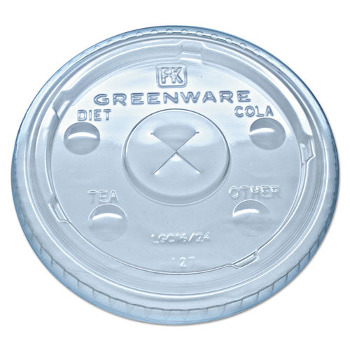 ESFABLGC1624 - Greenware Cold Drink Lids, Fits 16-18, 24 Oz Cups, X-Slot, Clear, 1000-carton