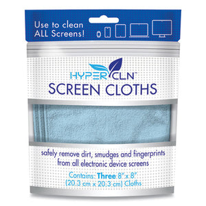 Hypercln Screen Cloths, 8 X 8, Blue, 3-pack