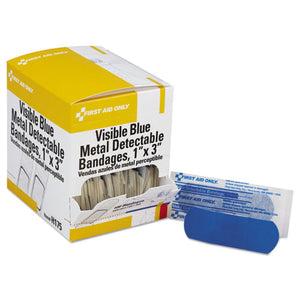 ESFAOH175 - Adhesive Blue Metal Detectable Bandages, 1 X 3, Plastic W-foil, 100-bx, 12 Bx-ct