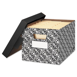 ESFEL0022705 - Stor-file Decorative Medium-Duty Storage Boxes, Letter-lgl, Black-white Brocade