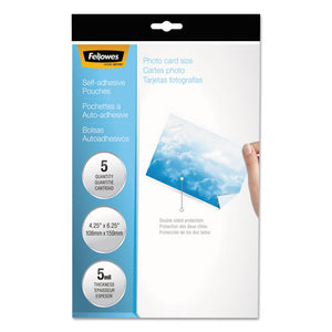 Self-adhesive Laminating Pouches, 5 Mil, 4.25" X 6.25", Gloss Clear, 5-pack