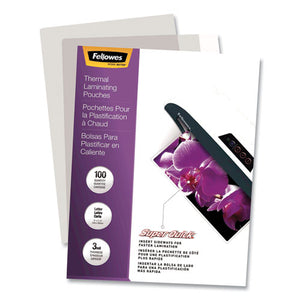 Superquick Thermal Laminating Pouches, 3 Mil, 9" X 11.5", Gloss Clear, 100-pack