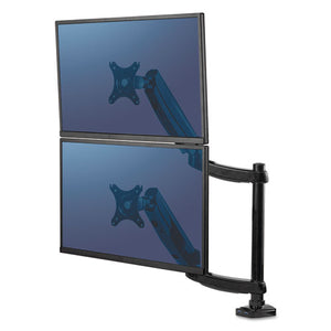 ESFEL8043401 - PLATINUM SERIES DUAL STACKING MONITOR ARM, UP TO 27"-22 LBS, CLAMP-GROMMET,BLACK