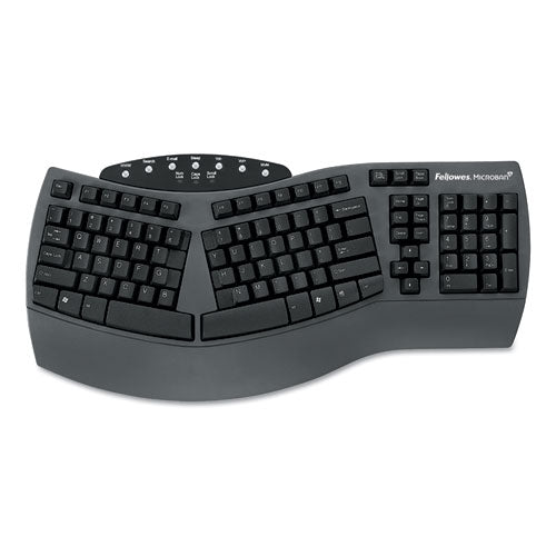 ESFEL98915 - Ergonomic Split-Design Keyboard W-antimicrobial Protection, 105 Keys, Black