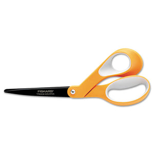 Premier Non-stick Titanium Softgrip Scissors, 8" Long, 3.1" Cut Length, Orange-gray Offset Handle