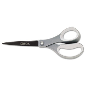 Performance Non-stick Titanium Softgrip Scissors, Pointed Tip, 5" Long, 1.6" Cut Length, Gray Straight Handle