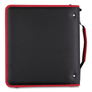 Zipper Binder, 3 Rings, 2" Capacity, 11 X 8.5, Black-red Accents
