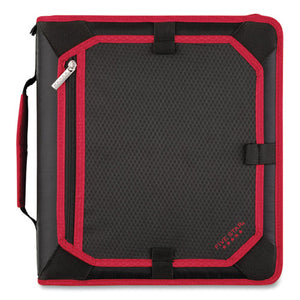 Zipper Binder, 3 Rings, 2" Capacity, 11 X 8.5, Black-red Accents