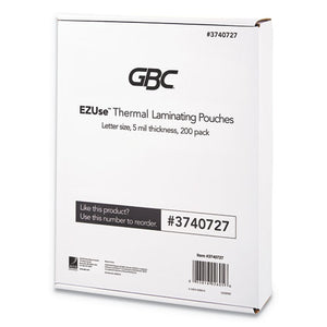 ESGBC3740727 - EZUSE THERMAL LAMINATING POUCHES, 5 MIL, 8 1-2" X 11", CLEAR, GLOSSY, 200-PK