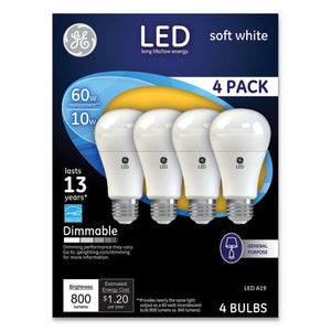 ESGEL67615 - LED SOFT WHITE A19 DIMMABLE LIGHT BULB, 10W, 4-PACK