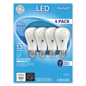 ESGEL67616 - LED DAYLIGHT A19 DIMMABLE LIGHT BULB, 10W, 4-PACK