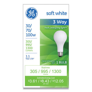 Incandescent Sw 3-way A21 Light Bulb, 30 W-70 W-100 W, Soft White