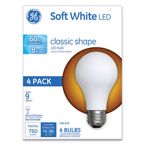 ESGEL99190 - CLASSIC LED SOFT WHITE NON-DIM A19 LIGHT BULB, 8W, 4-PACK