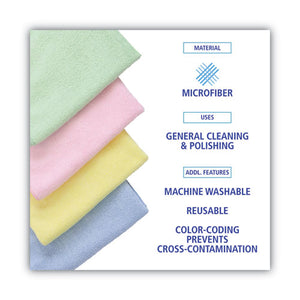 Microfiber Cleaning Cloths, 16 X 16, Green, 24-pack