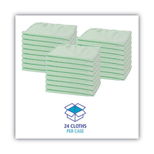 Microfiber Cleaning Cloths, 16 X 16, Green, 24-pack