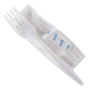 ESGEN3KITMW - Wrapped Cutlery Kit, 6 1-4", Fork-napkin-salt, White, 500-carton